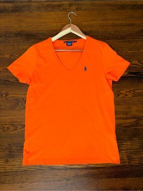 Ralph Lauren Bright Orange V-Neck Tee